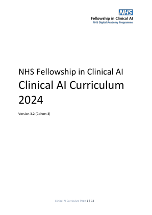 NHS 临床 AI 奖学金 - 临床 AI 课程 2024
